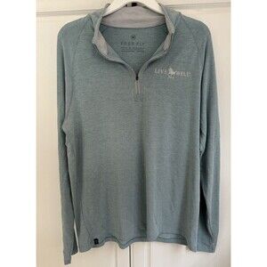Free Fly Bamboo Flex Quarter Zip Pullover Shirt aqua blue Men's medium LIVE WELL